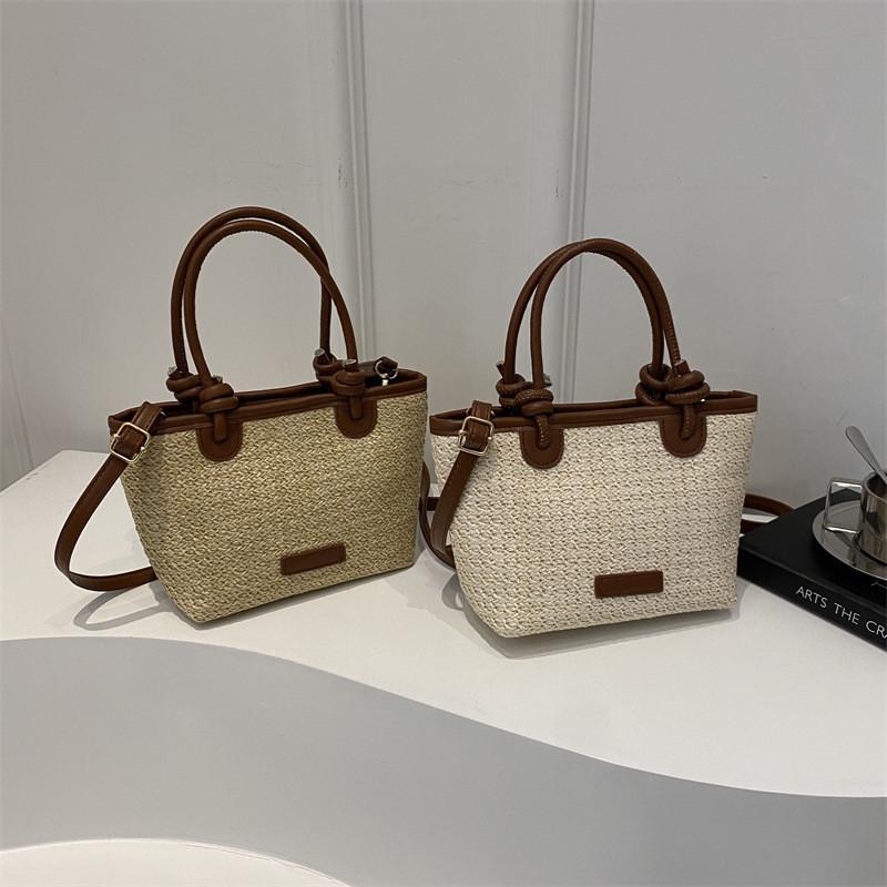 Chic Urban Casual Straw Tote Bag For Summer 2024 Stylish Woven Handbag