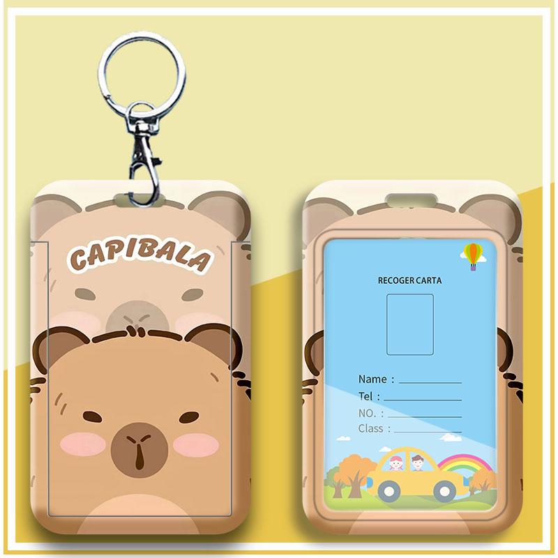Capybara Cartoon ID & Card Holder Lanyard for Campus, Bus, Subway, and Badge