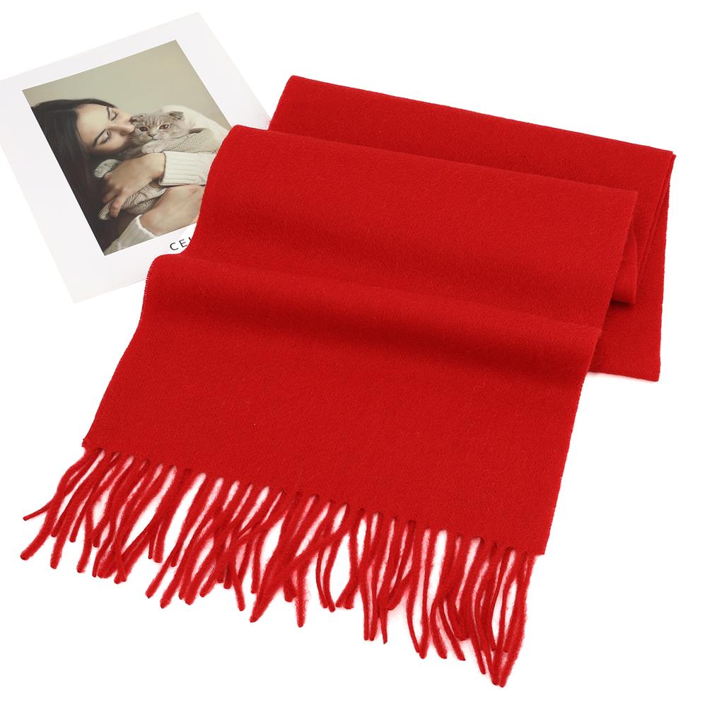 100% Wool Scarf For Women Men Winter Autumn Australia Cashmere Scarf  Design Solid Color Tassel Shawl Pashmina Warm