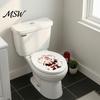Winter Scene Decoration Funny Santa Hug Paper Toilet Sticker, Peel And Stick Christmas Claus Sticker Bathroom Decal, Humorous Holiday Decor