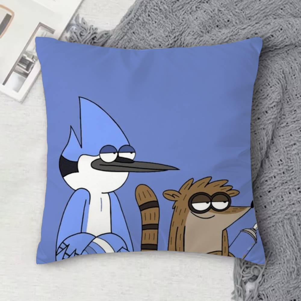 RRegular Show Doublesided Printed Square Decorative Cushion Cover for Sofa Living Room Home Decor