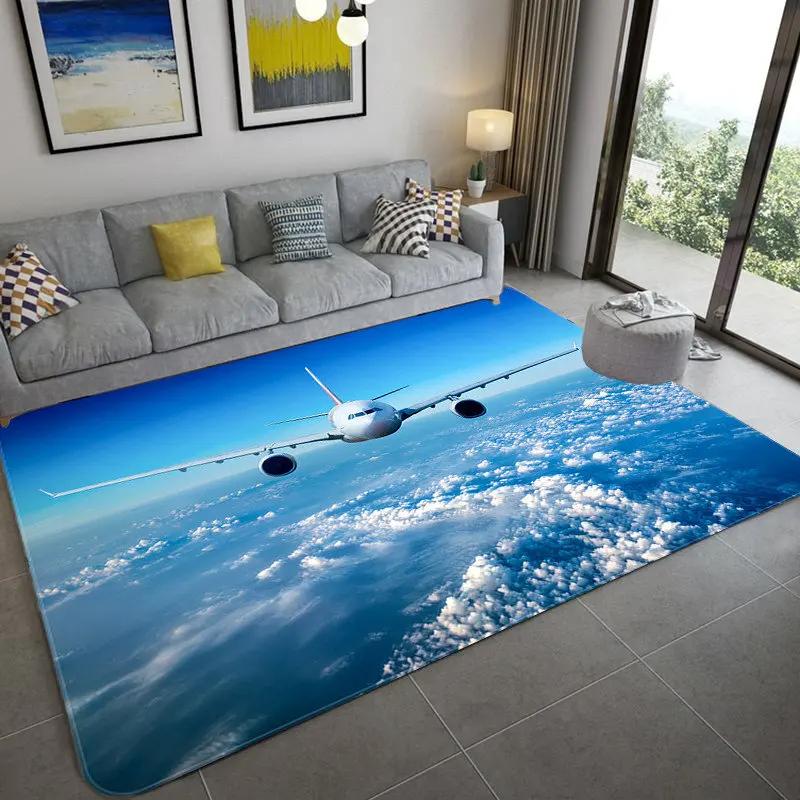 Fashion Airplane 3D Carpet Home Decor Living Room Hallway Entrance Doormat Boy's Bedroom Rug Non-Slip Bathroom Kitchen Floor Mat