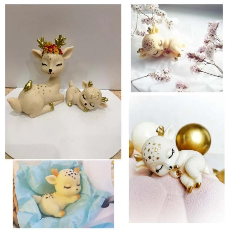 Sika Deer Silicone Mold DIY Creative 3D Fawns Christmas Candle Soap Making Animal Clay Decorative Tools Mastic Gypsum Ornaments