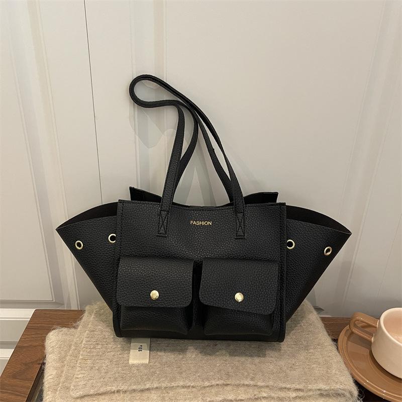 

Luxury Wing Bag Women Large Capacity Tote Bag With Multiple Pockets Magnetic Buckle Design Shoulder Bag Commuting Shopping Bag чёрный
