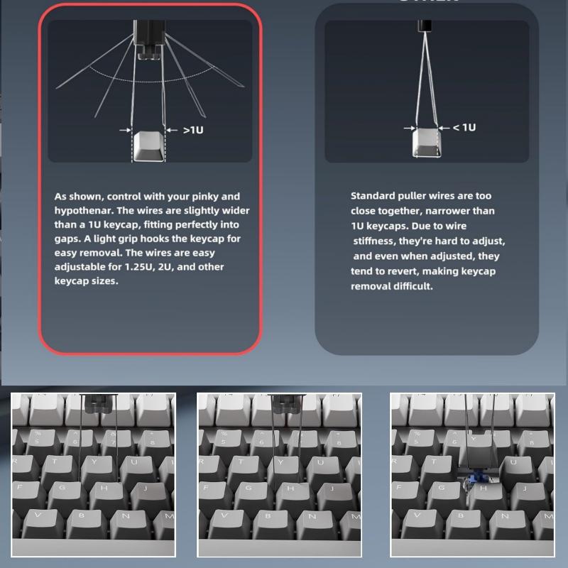 2 In 1 Keycaps Puller Accessories Unloading For Gaming Keyboard Switches Remover Button Extractor Tool