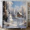 MERCHR Christmas Snowman Shower Curtain, Winter Snow Trees Rustic Farmhouse Bathroom Curtains, Durable Waterproof Fabric Bathtub Sets Home Decor 71 x