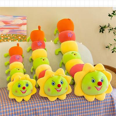 Cartoon Soft Long Strip Sun Flower Caterpillar Plush Stuffed Toy Doll Pillow Home Bed Sofa Decoration Baby Child Girlfriend Gift