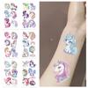 New Cartoon Unicorn Series Flash Powder Tattoo Stickers Waterproof Children's Party Gifts Funny and Interesting