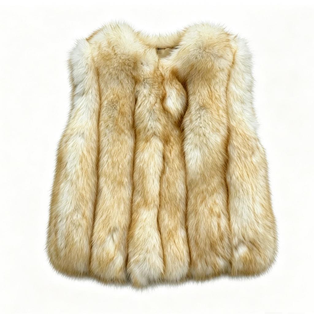 Environmentally friendly imitation fox fur vest women's medium and long young fur vest imitation fur vest vertical strips young and beautiful