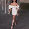 Sexy dress, waist-cinched hip skirt, bandeau one-shoulder, fishbone ruffled dress