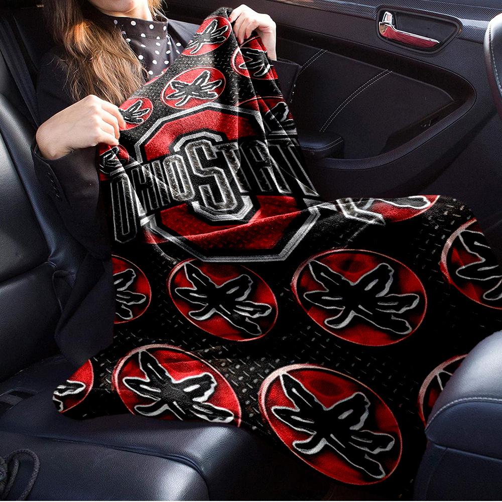 1pc Ohio State,Buckeyes,FootballTheme Digital Printed Flannel Blanket, Super Soft Plush Fleece Bed Cover, Multi-Function Four Seasons Hypoal