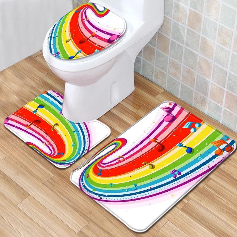 Textured Toilet Three-Piece Floor Mat Bathroom Three-Piece Carpet Doormat