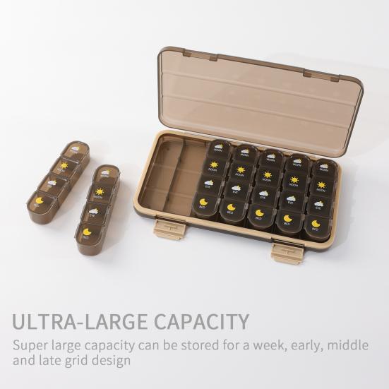 Pill Case Large Capacity Leak-proof 3/4 Times A Day Weekly Divided Pill Dispenser Household Supplies