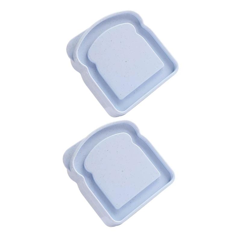 Wheat Straw Lunch Box Spacious Food Container Microwave Safe Dishwasher Friendly Bread Holder for Family Outdoor синий