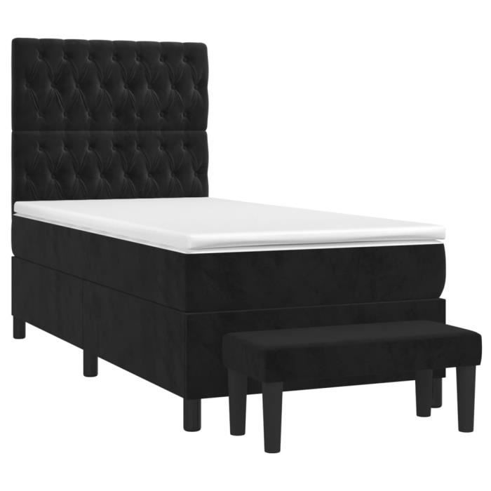 3138009 vidaXL Divan Bed with Mattress Black 100x200 Cm Velvet