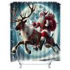 Santa Claus Riding Reindeer Shower Curtain Festive Christmas Decor Waterproof Fabric For Bathroom Home Improvement Elevate Space