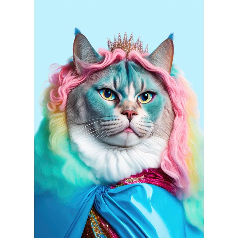 Animal's Gorgeous Cross Dressing Poster Cat Queen Fashionable Fox Posh Hippo Canvas Painting Funny Wall Art Picture Home Decor