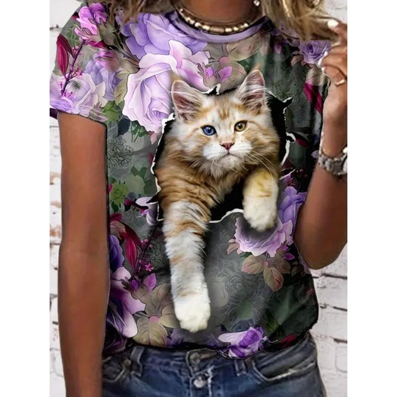 Women's Short Sleeve Round Neck T Shirt Tees Harajuku Y2K Tops Female Clothing