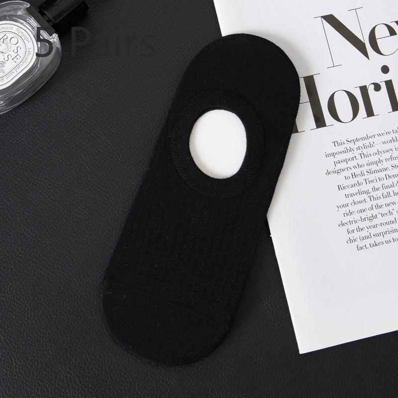 5 Pairs of Spring and Summer Thin Mesh Invisible Socks Women's Non-slip Non-drop Heel Bone-less Sweat Breathable Shallow Boat Socks