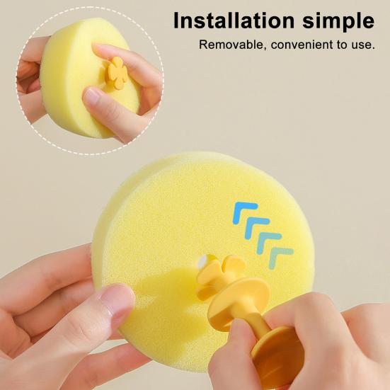 Cleaning Brush Double-Sided Soft Sponge Scouring Pad Suction Cup Silicone Head Non-Stick Oil Sponge Brush Kitchen Cleaning Tool