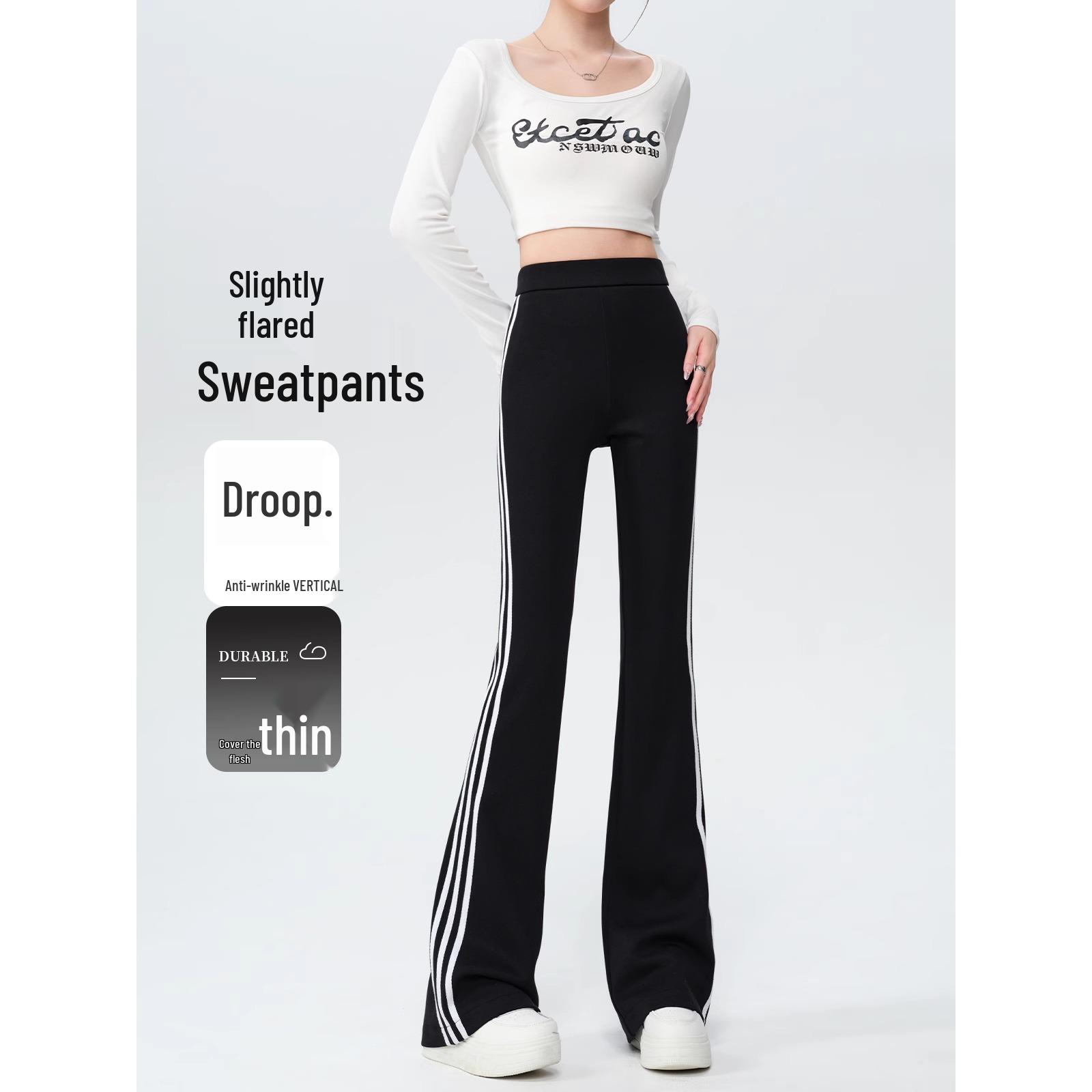 

Женские утягивающие спортивные брюки микро-клеш с высокой посадкой - Весна/Лето 2025 тонкие черные M (for 48-55 kg)