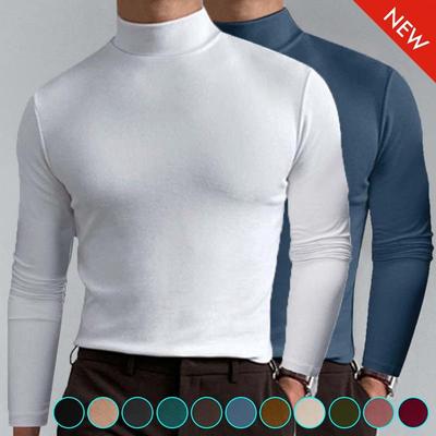 Erkek Giyim Günlük Düz Renk Balıkçı Yaka Kazak Gömlek Altına Günlük Slim Fit Uzun Kollu Yüksek Yaka Kazak Üstler