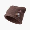 Soft girl wind cat ear button stack hat female autumn face small big head circumference headgear versatile knitted hat