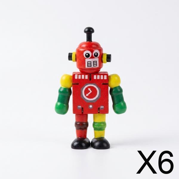 6xWooden Educational Robot Building Blocks for Kids