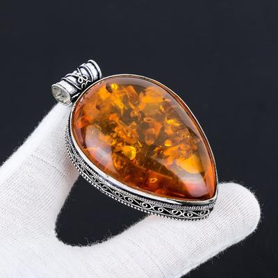 Baltic Amber Gemstone Handmade 925 Sterling Silver Pendant Pear Gemstone Pendant Fix Loop Amber Pendant Amber Pendant For Gifts