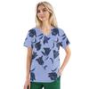 Plus Size Printed Scrub Working Uniform Tops For Women's V-Neck Short Sleeve Fun T-Shirts Workwear Tee With Pockets