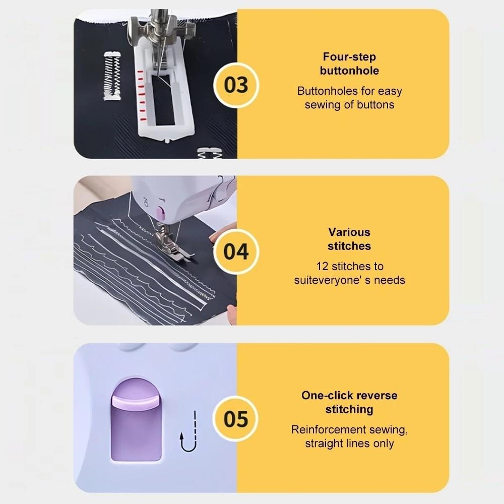 Portable Sewing Machine Mini Electric Household Stitches Sewing Machine Multifunctional Sewing Kit Sewing Machine