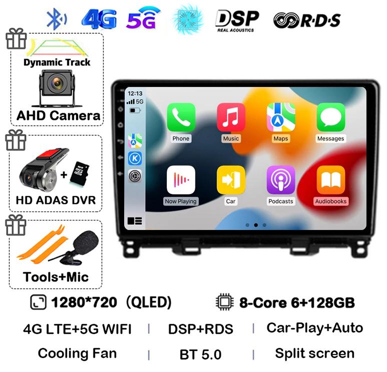 Android 14 Carplay Auto WIFI+4G For Honda Jazz 4 2020 2021 2022 Car Radio Multimedia Player Navigation GPS Stereo Head Unit DSP