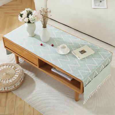 End Table Decoration Farmhouse Rectangular Cotton Coffee Table Cloth with Pockets