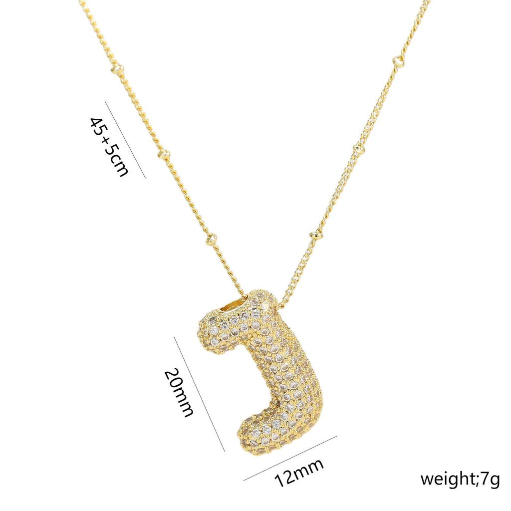 Elegante Collana con Ciondolo Alfabeto in Oro 18 Carati Placcato Zircone