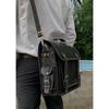 Bolsa de ombro mensageiro de couro preto vintage feita à mão mochila pasta para laptop