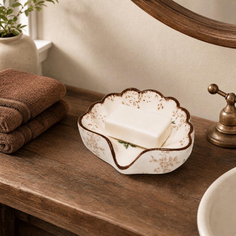 Creative Vintage Ceramic Soap Box Non-Slip Waterproof Soap Drainage Rack Exquisite Decorative Soap Holder Kitchen Sink