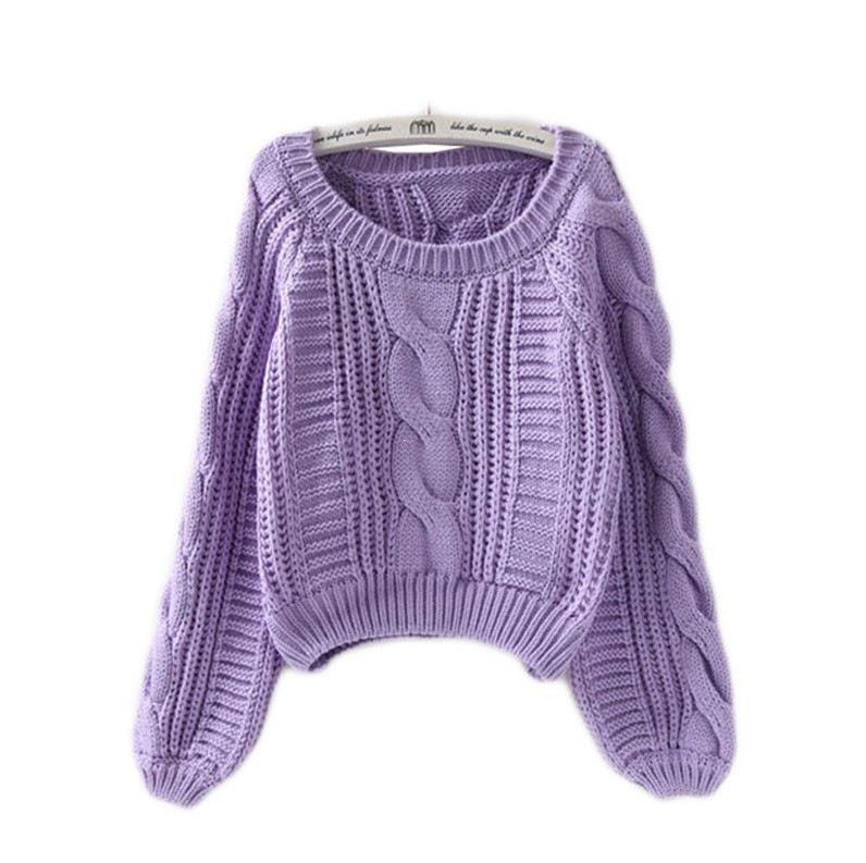Korean Style Lantern Sleeve Knit Pullover Sweater - Women's Autumn/Winter Fashion