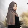 Women S Solid Chiffon Pullover Scarf Single Layer Ruffled Headscarf