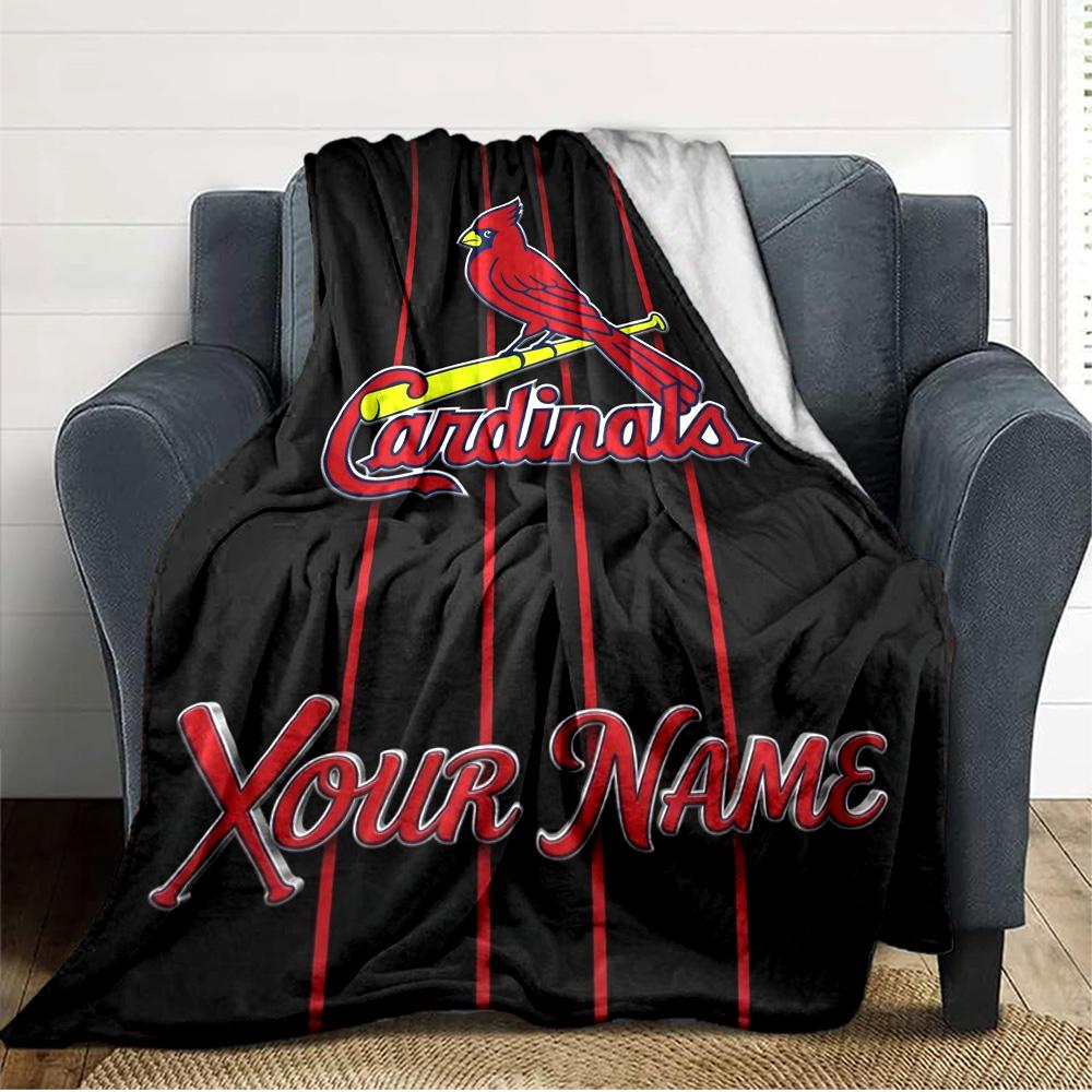 Name Custom St. Louis Cardinals Print Flannel Blanket High Quality Warm Comfortable Cover for All Seasons Perfect for Gifts Home Decor