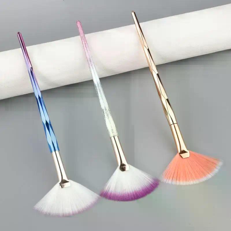 Large Flat Highlight Blush Fan-Shaped Makeup Brush Powder Loose Powder Face Brush Korean Soft Cosy Even Color Tools For Women