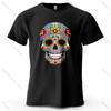 Day of The Dead Skull Pattern Printed Short Sleeve Summer New Personalized Unisexs and Womens Casual Soft Skin Friendly Tshirt