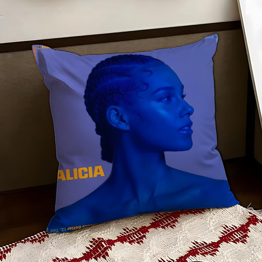 singer AAlicia Keys Cushion Cover Reversible Soft Durable Pillow Cover Home Car MultiScene Use for Daily Comfort