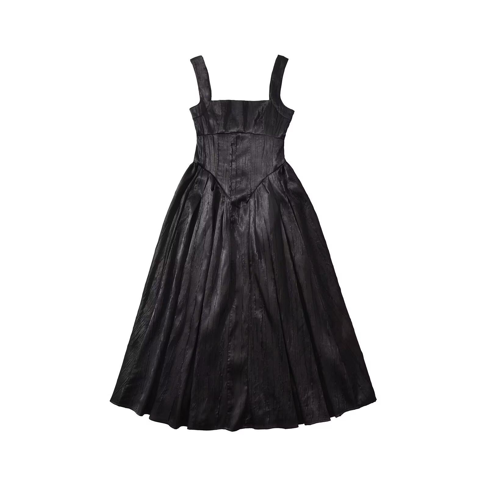 

Весна 2025 Женское облегающее миди-платье в европейском и американском стиле с текстурой Large чёрный