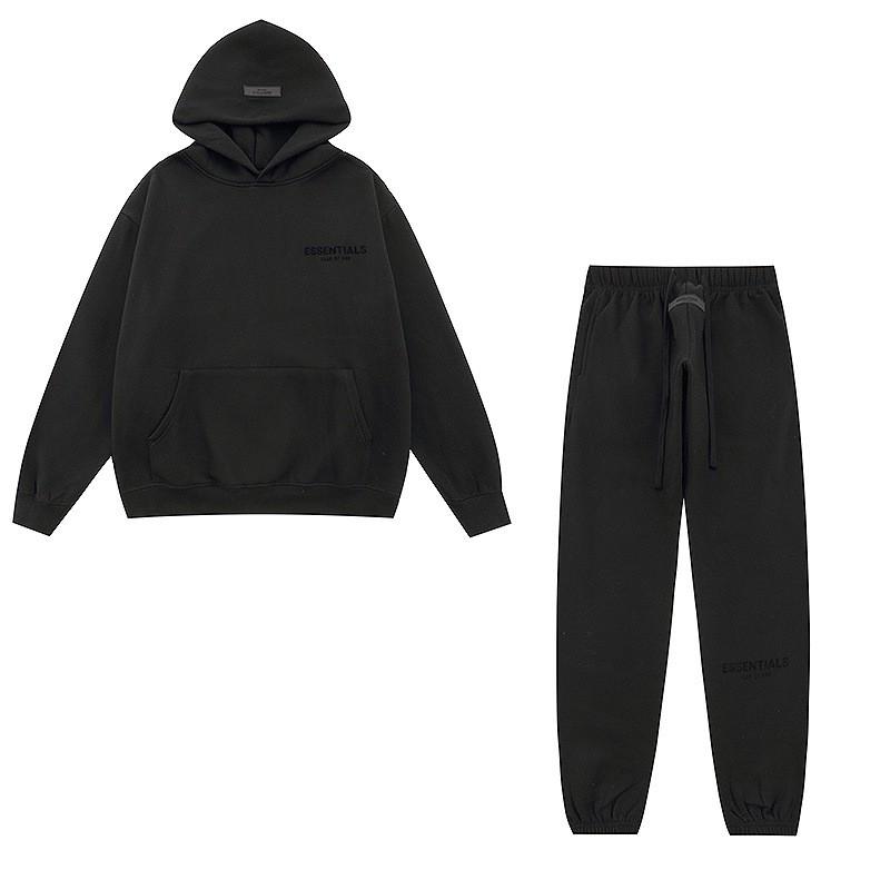 FEAR OF GOD ESSENTIALS Flocked Letter Hoodie Loose Fit Fleece Sweatshirt Men Women