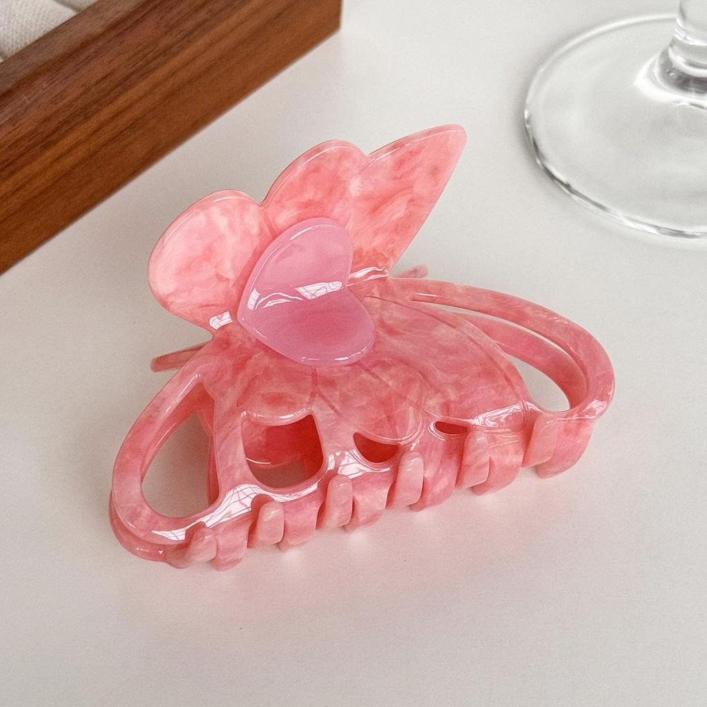 

Dorei Fashionable Acetate Heart Shaped Butterfly Hair Claw Clip For Versatile Hairstyles Pink 8.7cm