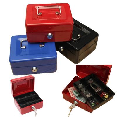 Stainless Steel Metal Petty Cash Box Lock Bank with Tray for Safe Money Coins Jewelry