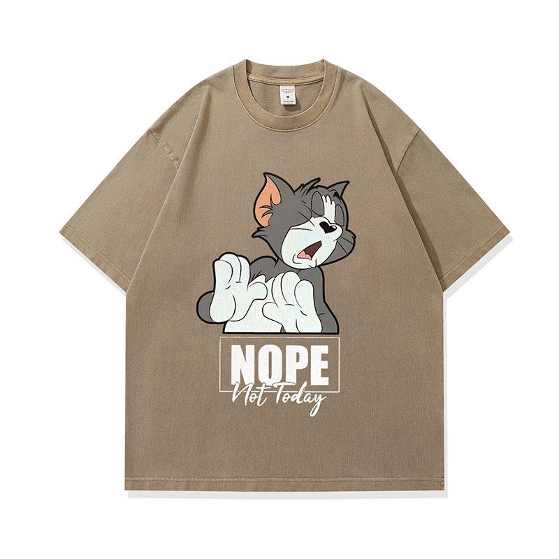 Trendy Brand Printed Short-Sleeved T-Shirt For Men And Women Loose Summer Casual Couple Oversize High Street Half-Sleeved T-Shirt