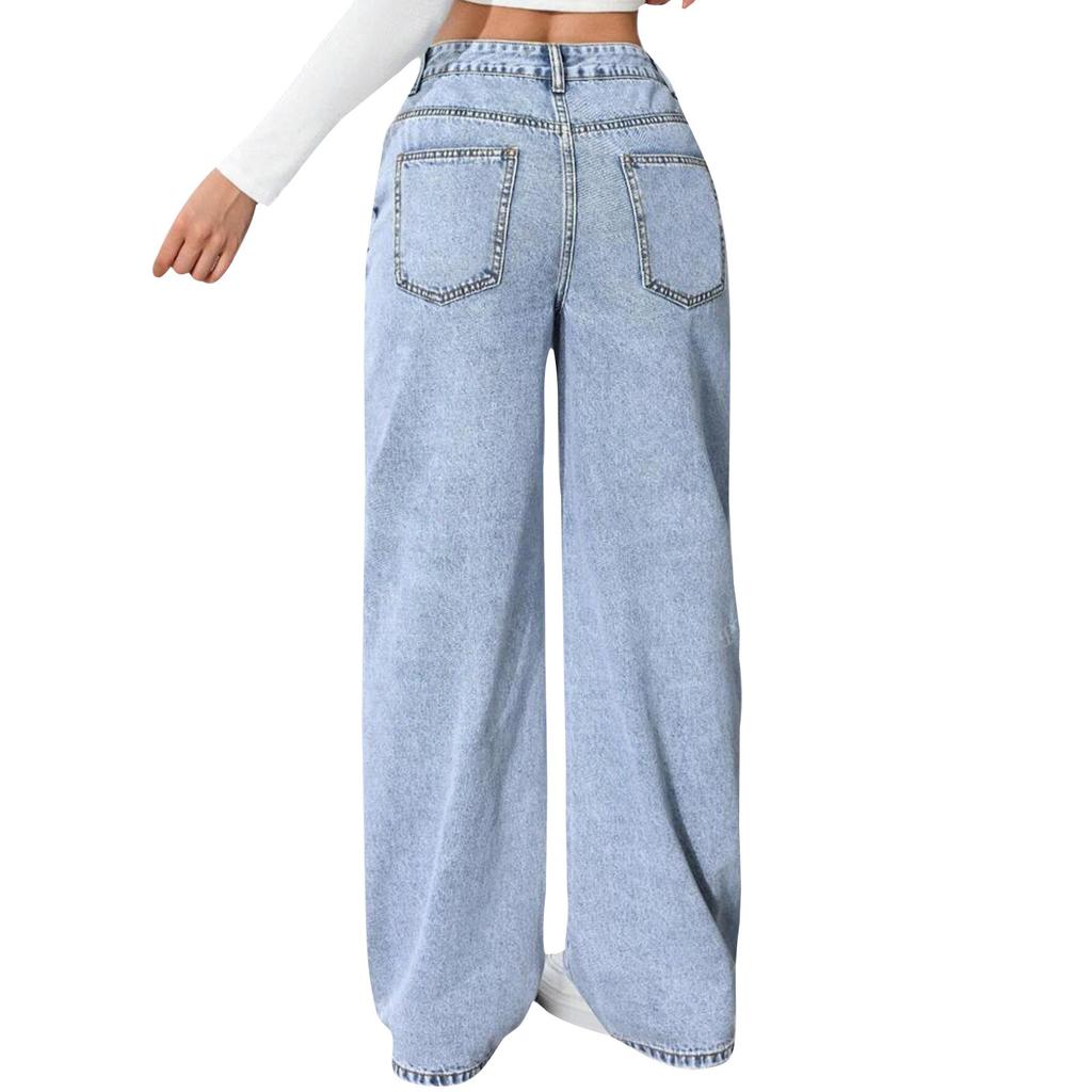 Women's High Straight Wide-leg Casual Loose Jeans