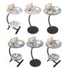 C-shaped Side Table with Floral Tabletop Metal Frame Office Living Room Bedroom