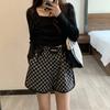 Elastische Taille Plaid Shorts Frau Koreanische Mode Breite Bein Shorts Frau Casual Einfache Gerade Kurze Hosen Frau Sommer
